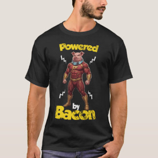 Camiseta Powered by Bacon Funny Fitness 67 Strong Superhero
