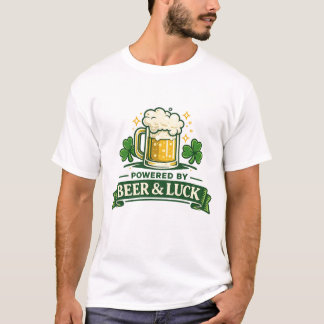 Camiseta Powered by Beer and Luck Funny St. Patrick’s Day 