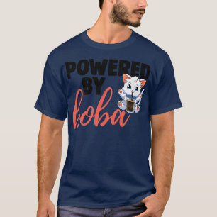 Camiseta Powered By Boba Drink Cat Funny Women Love Boba Bu
