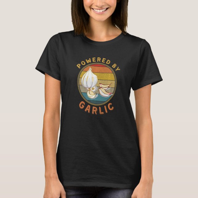 Camiseta Powered By Garlic Garlicologist  Retro Cook and Ch (Frente)