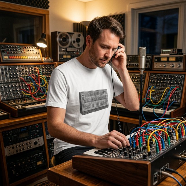 Camiseta Powered by Oscillators – Vintage Semi Modular Synt (Criador carregado)