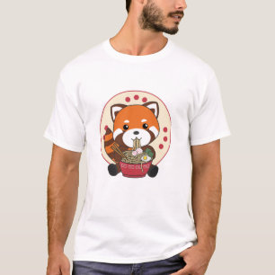 Camiseta Powered By Ramen Cute Red Panda Eats Ramen Noodles