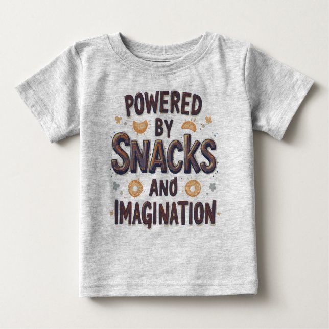 Camiseta Powered by Snacks Imagination Funny Food Quote Typ (Frente)
