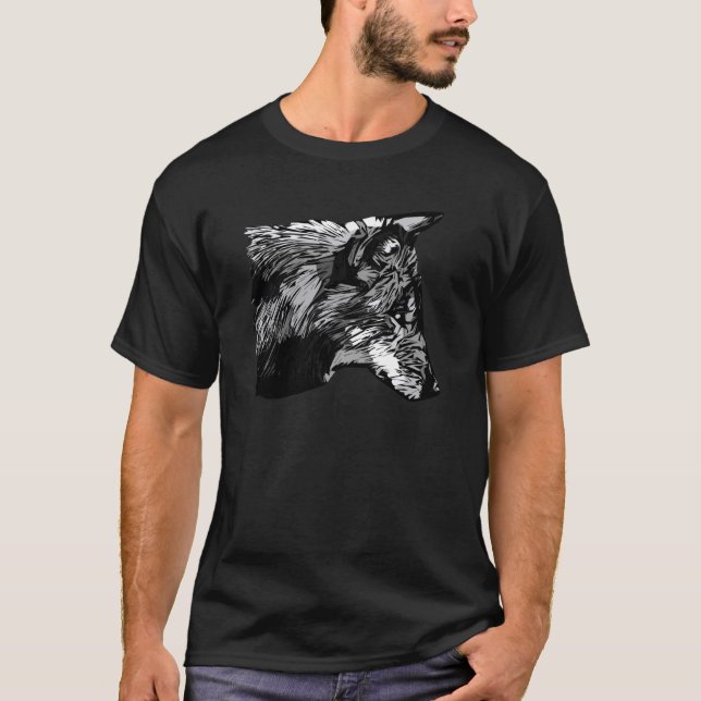 Camiseta Ppredador da cabeça do lobo encarado com um animal (Frente)