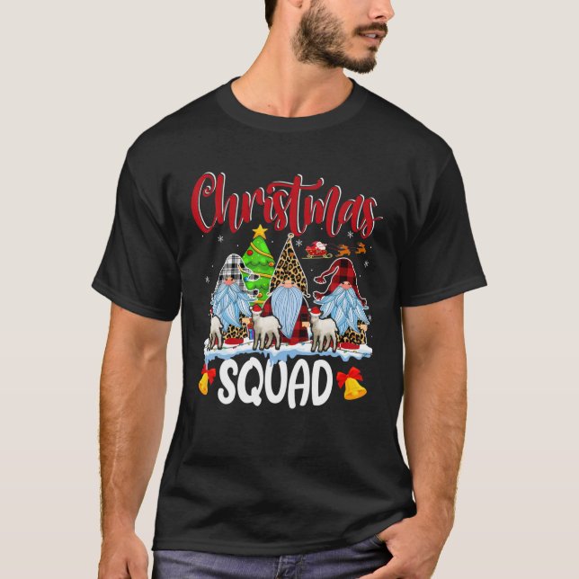 Camiseta Praça de Natal Gnomos da Xadrez Vermelha do Leopar (Frente)