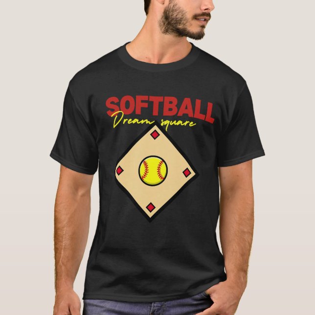 Camiseta Praça de Softball: Tocar Duro, Brilho (Frente)