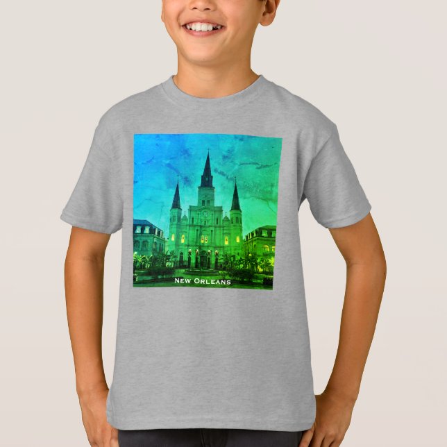 Camiseta Praça Jackson, Nova Orleans, LA Catedral Basilica (Frente)