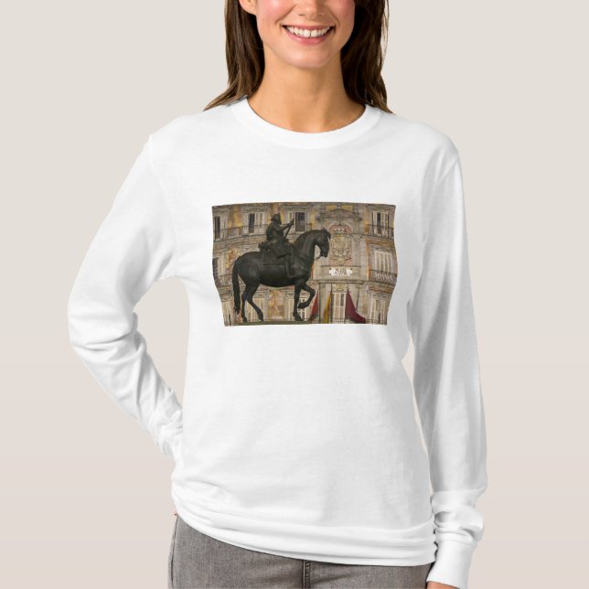 Camiseta Praça Mayor com estátua de Filipe III, Madrid, (Frente)