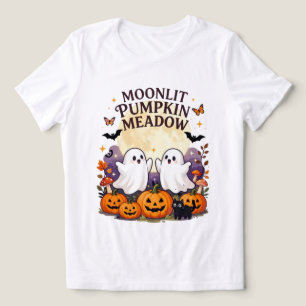 Camiseta Prado de Abóbora ao Luar Fantasmas de Halloween Fo