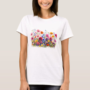 Camiseta Prado de flores silvestres com florações naturais