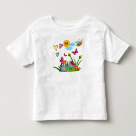 Camiseta Prado de Flores Silvestres da Borboleta da Primave