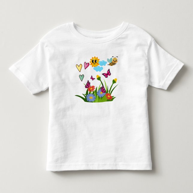 Camiseta Prado de Flores Silvestres da Borboleta da Primave (Frente)