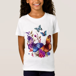 Camiseta Prado de Flores Silvestres da Borboleta da Primave