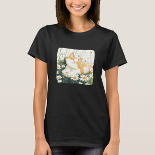 Camiseta Prado de Margaridas com Gato no Verão para Meninos