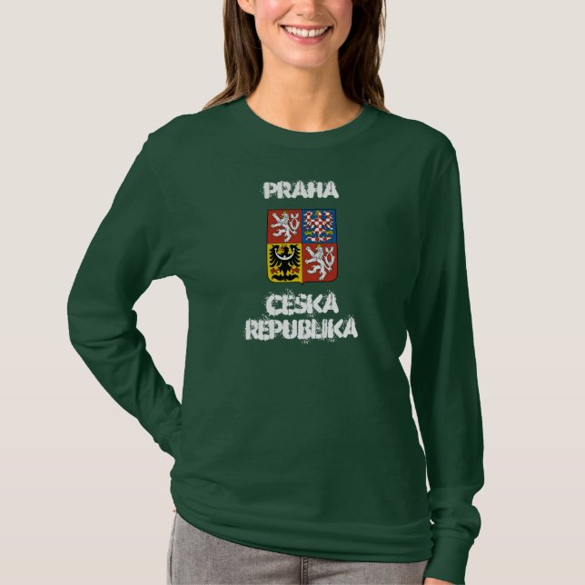 Camiseta Praha, República da Ceska com casaco de armas (Frente)