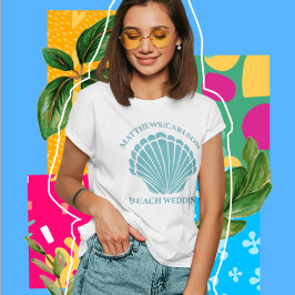 Camiseta Praia Casamento Aqua Seashell Seaside Partido Brid
