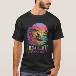 Camiseta Praia Cocoa Florida Pôr-do-Sol Surfista Onda do Oc