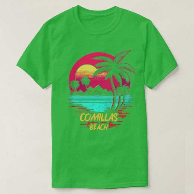Camiseta Praia Comillas da Praia Retrowave (Frente do Design)
