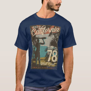 Camiseta Praia Da Califórnia, Surf 1978, Costa Oeste, Com