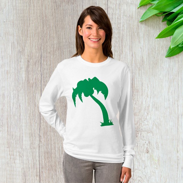 Camiseta Praia da Ilha Verde da Árvore Tropical da Palmeira (Criador carregado)