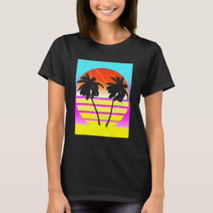 Camiseta Praia Da Palmeira Vaporwave Em Palm No Verão