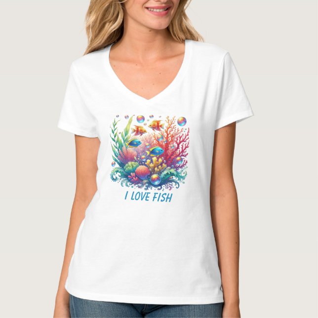 Camiseta Praia de amantes de peixe bonito (Frente)