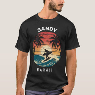Camiseta Praia de Areia do Havaí Ondas de Prancha de Surfe 