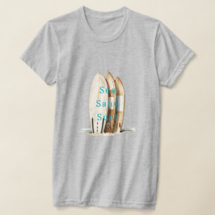 Camiseta Praia de Areia do Mar de Surf de Pranchas de Surf