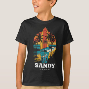 Camiseta Praia de Areia Havaí Prancha de Surfe Retro