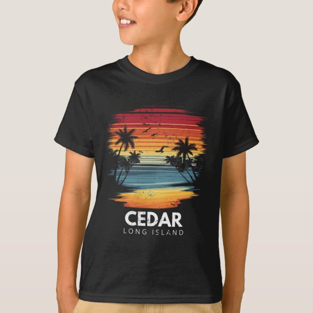 Camiseta Praia de Cedar Long Island Surfboard Surfing Vinta (Frente)