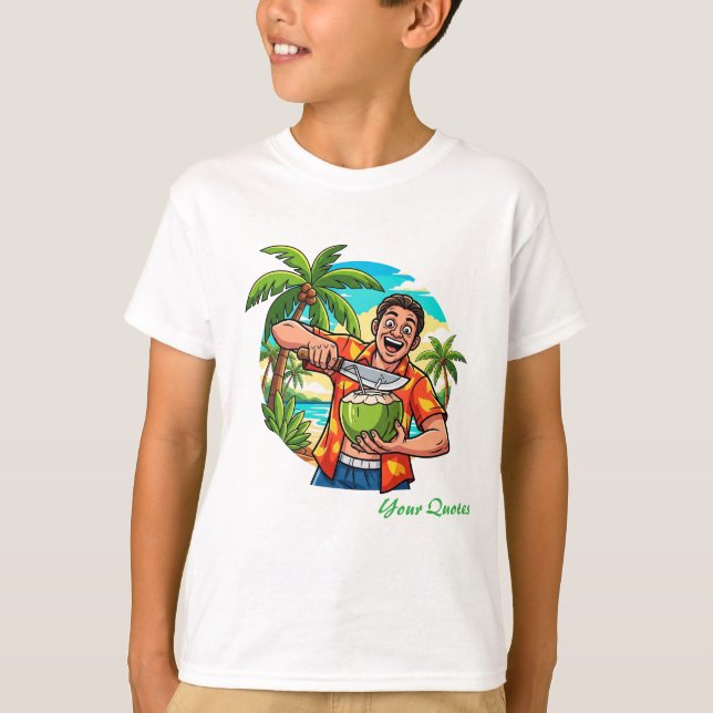 Camiseta Praia de Coco Tropical Divertida (Frente)