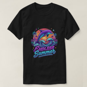 Camiseta Praia de Golfinho Legal Verão Sem Fim Retro Neon