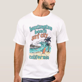 Camiseta Praia de Huntington Beach Califórnia Onda de Surfi
