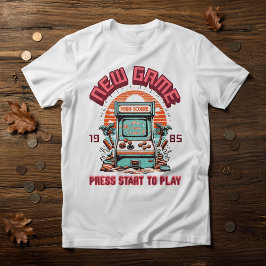 Camiseta Praia de Jogo de Arcade Vintage dos Anos 