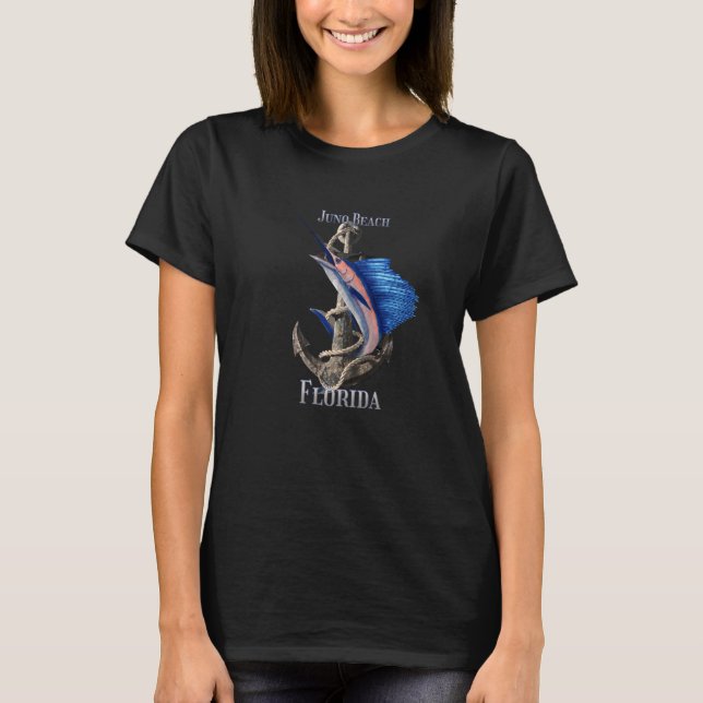 Camiseta Praia de Juno Flórida Peixe-Espada Marlin Pesca Oc (Frente)