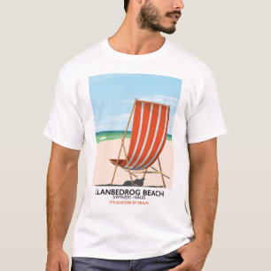 Camiseta Praia de Llanbedrog, poster do beira-mar de