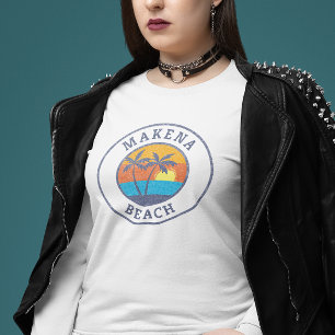 Camiseta Praia de Makena, Maui Estilo Clássico Desbotado
