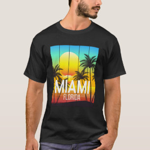 Camiseta Praia de Miami Flórida Pôr do Sol Vintage Férias d