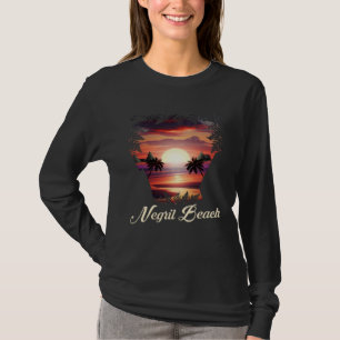 Camiseta Praia de Negril Pôr do Sol Vibrante Negril Jamaic