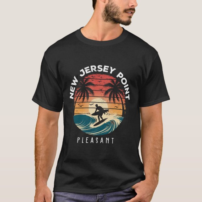 Camiseta Praia de ondas de surf de Point Pleasant em Nova J (Frente)