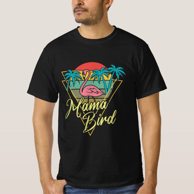 Camiseta Praia de Palm Sunset Sunset Palm 80 da Mama Bird F (Frente)