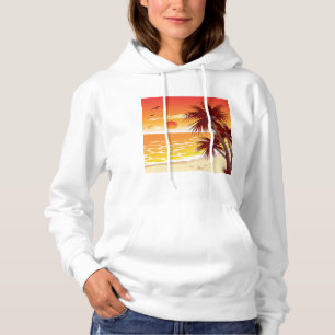 Camiseta Praia de Palma do Pôr do Sol Tropical na Ilha