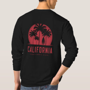 Camiseta Praia de Santa Mônica Califórnia Palmeira Retro