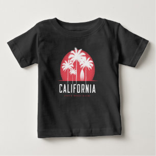 Camiseta Praia de Santa Mônica Califórnia Palmeira Retro