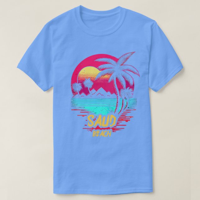 Camiseta Praia de Saud de Praia Retrowave (Frente do Design)