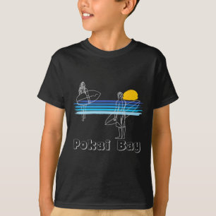Camiseta Praia de Surf Pokai Y Rapaz Rapariga Surfando