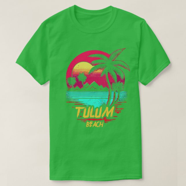 Camiseta Praia de Tulum de Praia Retrowave (Frente do Design)