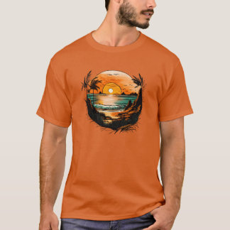 Camiseta Praia de Verão com dom para o mar e os pássaros
