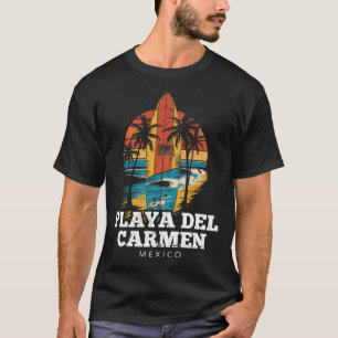 Camiseta Praia Del Carmen México Prancha de Surfe Retro