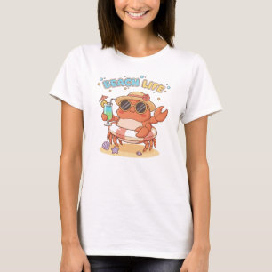 Camiseta Praia do Caranguejo Relax - Bebida Tropical Kawaii